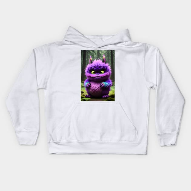 Cute Fluffy Monster 002 Kids Hoodie by PurplePeacock